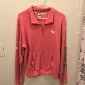 PINK 1/4 zip long sleeve sweatshirt